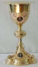 Solid silver gilt antique French Gothic Chalice.